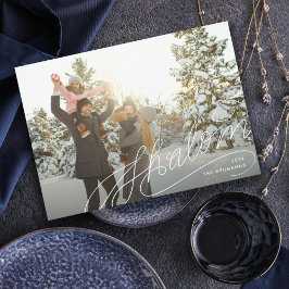 Shalom Hand Lettering Hanukkah Photo Julkort