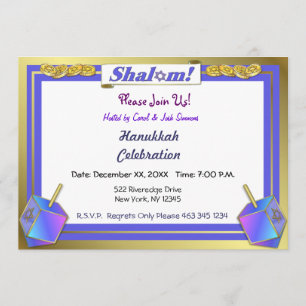 Shalom Hanukkah-inbjudningar Inbjudningar