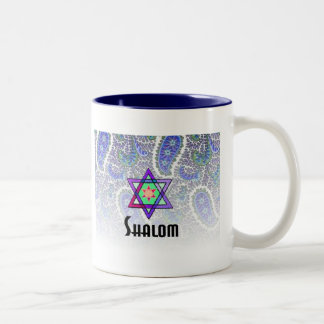 Shalom i blått Paisley Två-Tonad Mugg