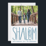 Shalom Lettering Hanukkah-fotokort Julkort<br><div class="desc">Handskriven "shalom" med skissad oliv gren,  redigerbar färg och ; valfritt meddelande på baksidan eller lägg till fler foton</div>