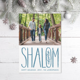 Shalom Lettering Hanukkah-fotokort Julkort