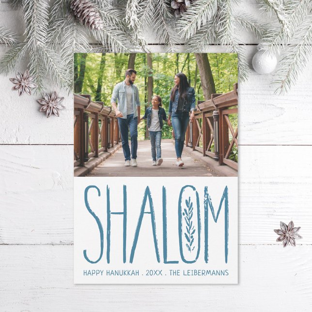 Shalom Lettering Hanukkah-fotokort Julkort (Skapare uppladdad)