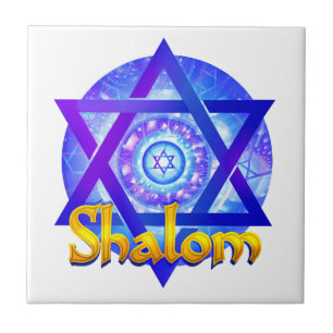 SHALOM med David Medallions stjärna Kakelplatta