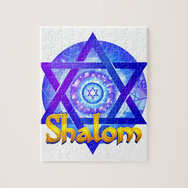 SHALOM med davidsstjärnamedaljongen Pussel (Vertikal)