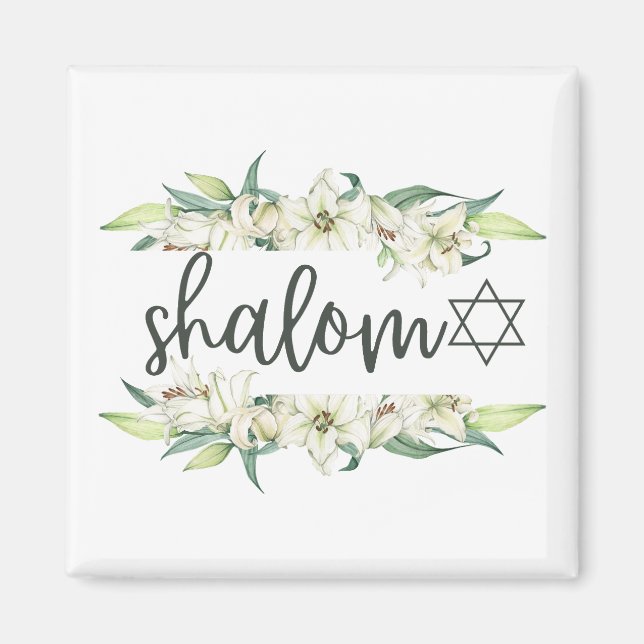 Shalom (med Lilies och David Star) Magnet (Framsidan)