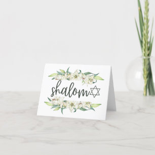 Shalom (med Lilies och David Star) Tack Kort