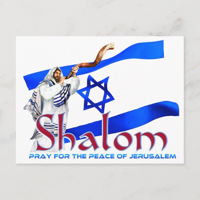 SHALOM Pray for Peace of Jerusalem Vykort (Framsida)