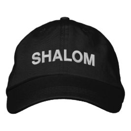 Shalom white black peace in Hebrew anpassningsbar  Broderad Keps