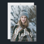 Shalom White Script Photo Overlay Hanukkah Julkort<br><div class="desc">Shalom White Script Photo Overlay Hanukkah</div>