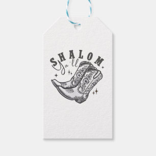 Shalom Y'all Cowboy Jewish Hanukkah Väster Presentetikett