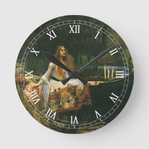 Shalottladyn i båt av John William Waterhouse Rund Klocka