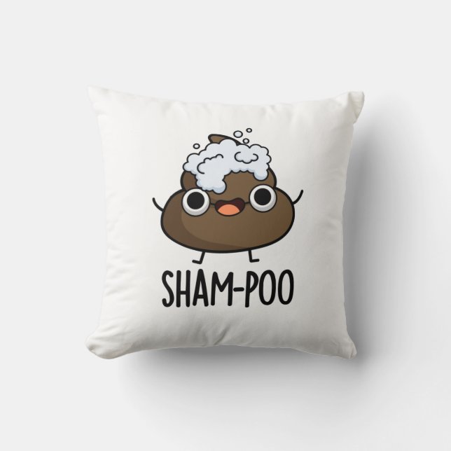 Sham-poo Funny Poop med Shampoo Bubbles Pun Kudde (Framsida)