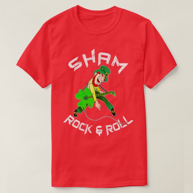 Sham Rock and roll Shamrock Guitar Älskare St Patr T Shirt (Design framsida)