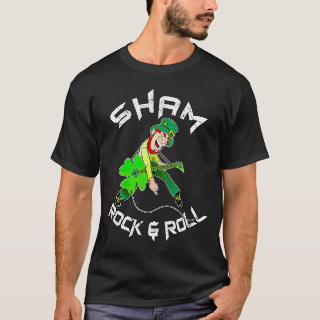 Sham Rock and roll Shamrock Guitar Älskare St Patr T Shirt (Framsida)