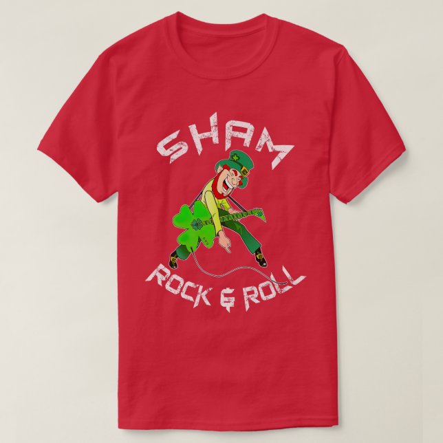 Sham Rock and roll Shamrock Guitar Älskare St Patr T Shirt (Design framsida)