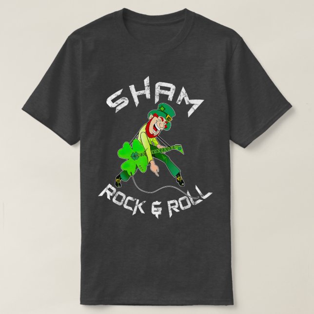 Sham Rock And Roll Shamrock Guitar Lover St Patric T Shirt (Design framsida)