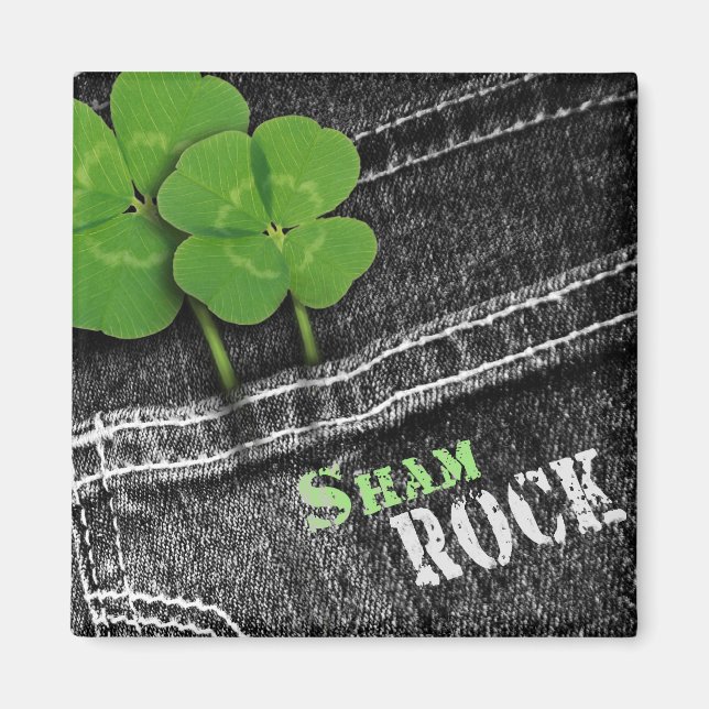 Sham Sten. Black Denim St. Patrick's Day Magnet (Framsidan)