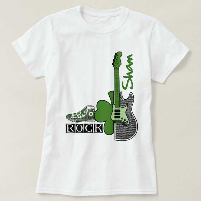 Sham Sten. Music Theme St. Patrick's Day T Shirt (Design framsida)