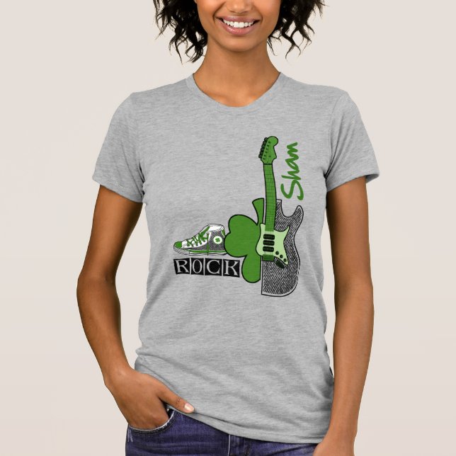 Sham Sten. Music Theme St. Patrick's Day T Shirt (Framsida)