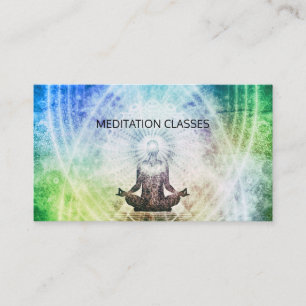 Shaman, omringad av ljust meditation och Yoga Visitkort