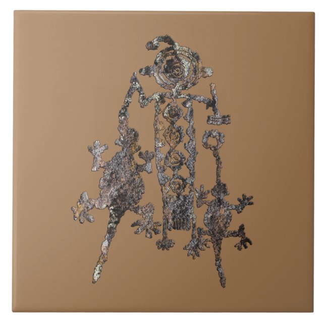 Shaman Petroglyph Coso Range, Kalifornien Kakelplatta (Framsidan)