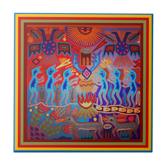 Shaman Ritual Huichol Kakelplatta (Framsidan)