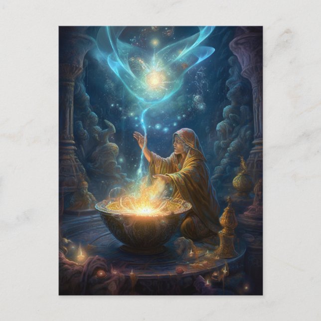Shaman Sorcerer Wizard Fantasy Art Postcard Vykort (Framsida)
