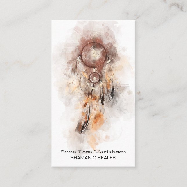 *~* Shamanic Dream Catcher Helig - stamform Visitkort (Framsida)