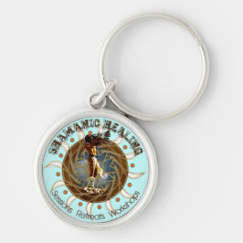 Shamanic läka - Keychain Rund Silverfärgad Nyckelring