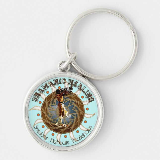 Shamanic läka - Keychain Rund Silverfärgad Nyckelring (Framsidan)