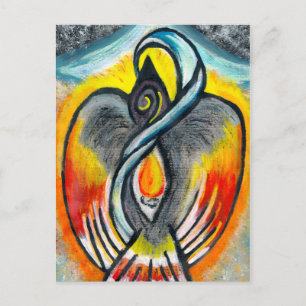 Shamanic Raven Fire Vykort