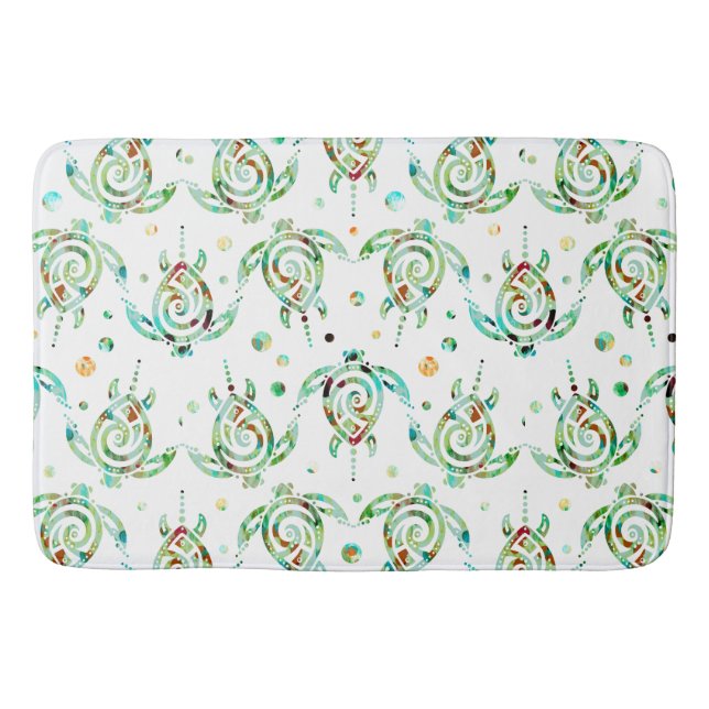 Shamanic Sea Turtle, sömlös mönster + din rygg. Badrumsmatta (Framsidan)