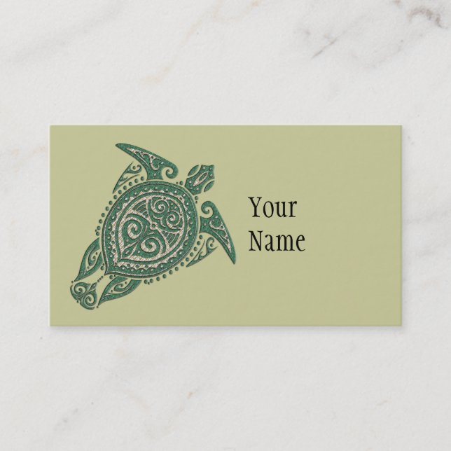 Shamanic Sea Turtle Symbol + dina idéer och text Visitkort (Framsida)
