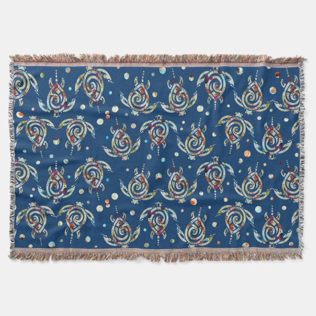 Shamanic Sea Turtles Mönster + din rygg färg Mysfilt (Framsidan)