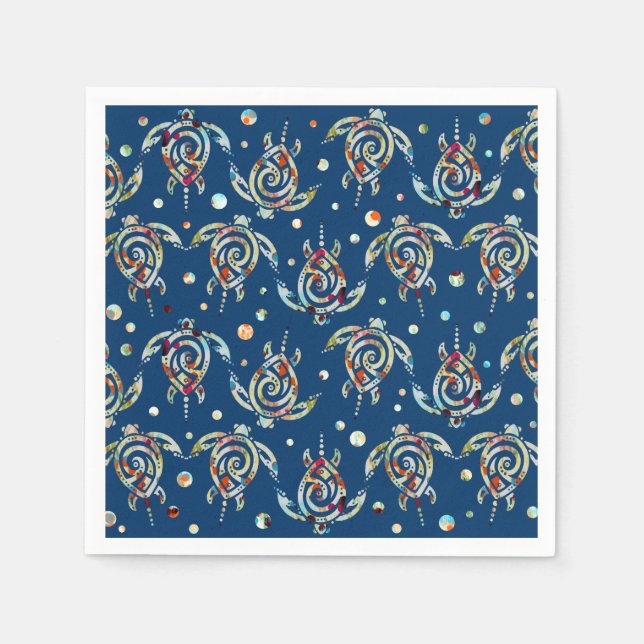 Shamanic Sea Turtles Mönster + din rygg färg Pappersservett (Framsidan)