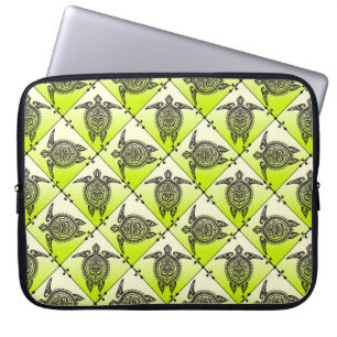 Shamanic Sea Turtles Mönster - grönt Laptop Sleeve