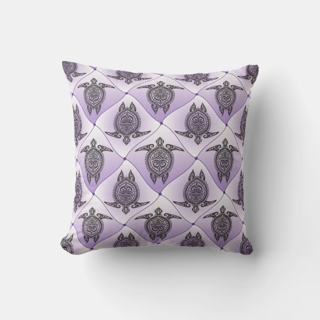 Shamanic Sea Turtles Mönster - violett Kudde (Framsida)
