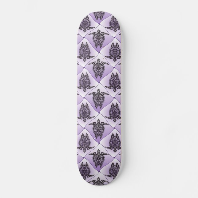 Shamanic Sea Turtles Mönster - violett Old School Skateboard Bräda 18 Cm (Framsida)