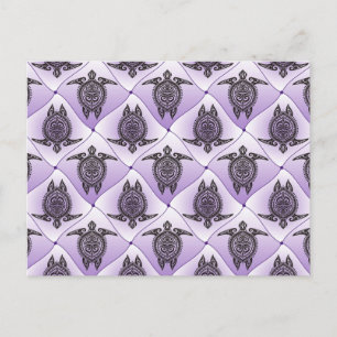 Shamanic Sea Turtles Mönster - violett Vykort