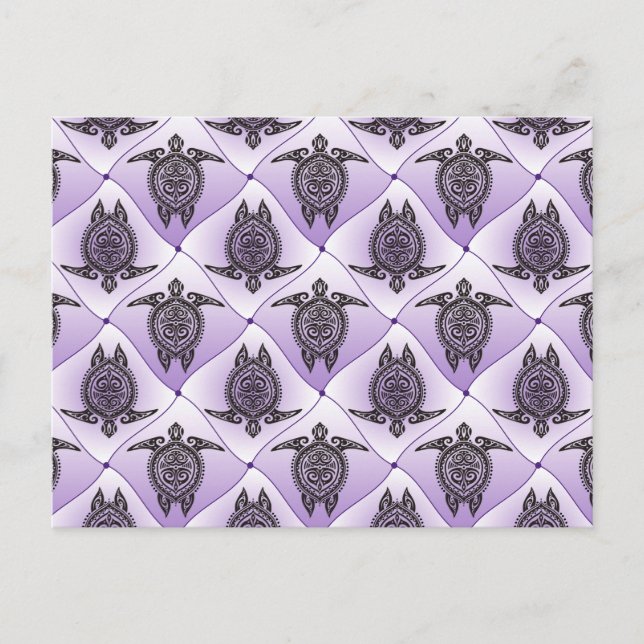 Shamanic Sea Turtles Mönster - violett Vykort (Framsida)