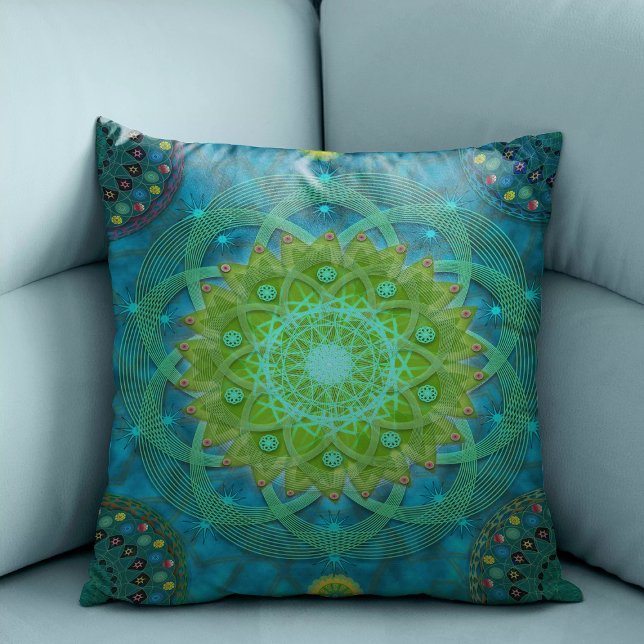 Shambala Tantric Nymphaea mandala art Kudde (Skapare uppladdad)