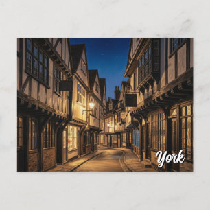 Shambles i York England Night Vykort