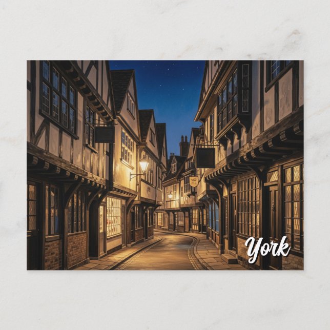 Shambles i York England Night Vykort (Framsida)
