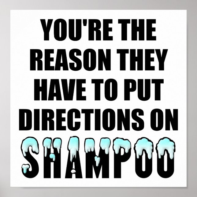 Shampoo Directions Funny Poster (Framsidan)