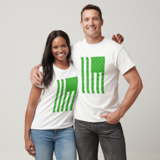 Shamrock  American Flag Square St Patricks Day T Shirt