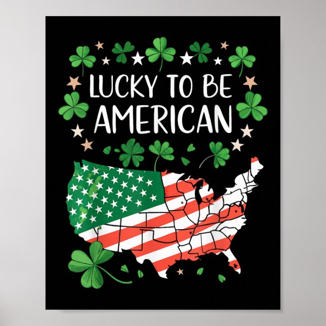 Shamrock American Klöver Flagga Karta Poster (Framsidan)