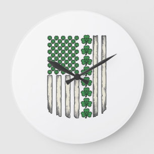 Shamrock amerikansk flagga vintage vektor design_1 stor klocka
