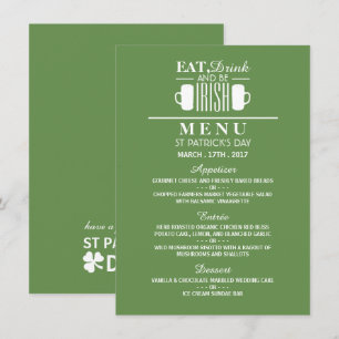 Shamrock and Beer Irish St patrick's day Menu Inbjudningar