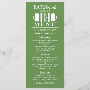 Shamrock and Beer Irish St patrick's day Menu Meny