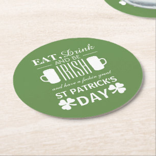 Shamrock and Beer Irish St patrick's day Underlägg Papper Rund
